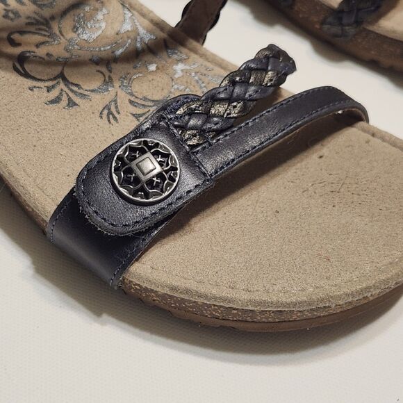 Aetrex Jillian Hook And Loop Dark Navy Blue cork Comfort Sandals Sz EU 39.5 US 9 - Picture 3 of 8